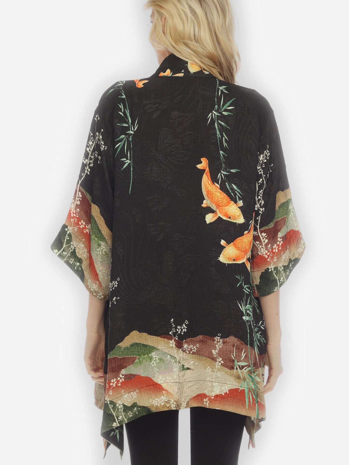 Kimono Koi Design Silk Kimono Top