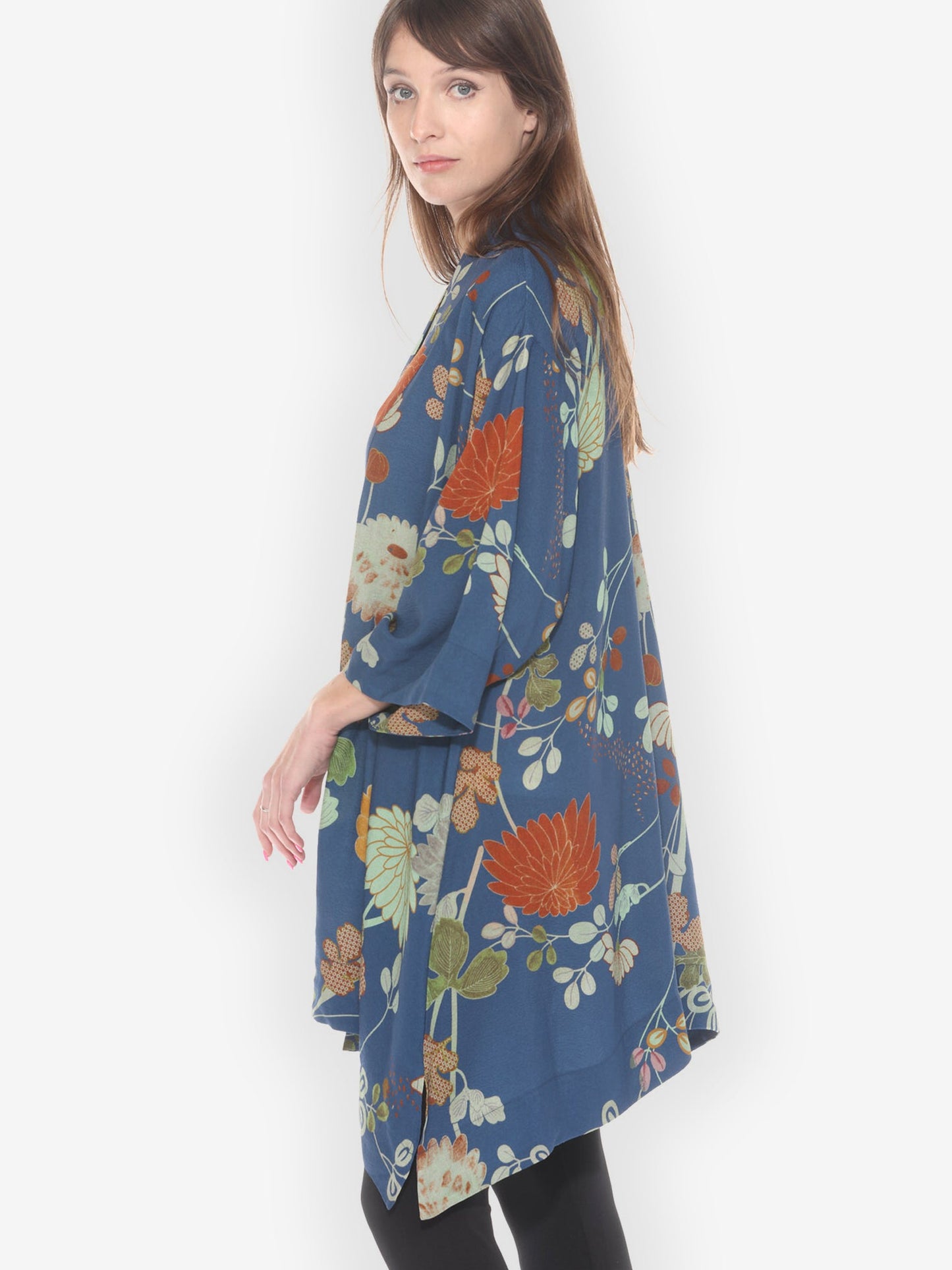Open Front Kimono Garden in Blue Kimono Jacket