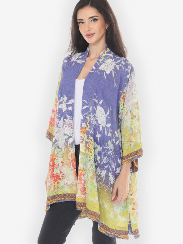 Ombre Floral Art Kimono Jacket