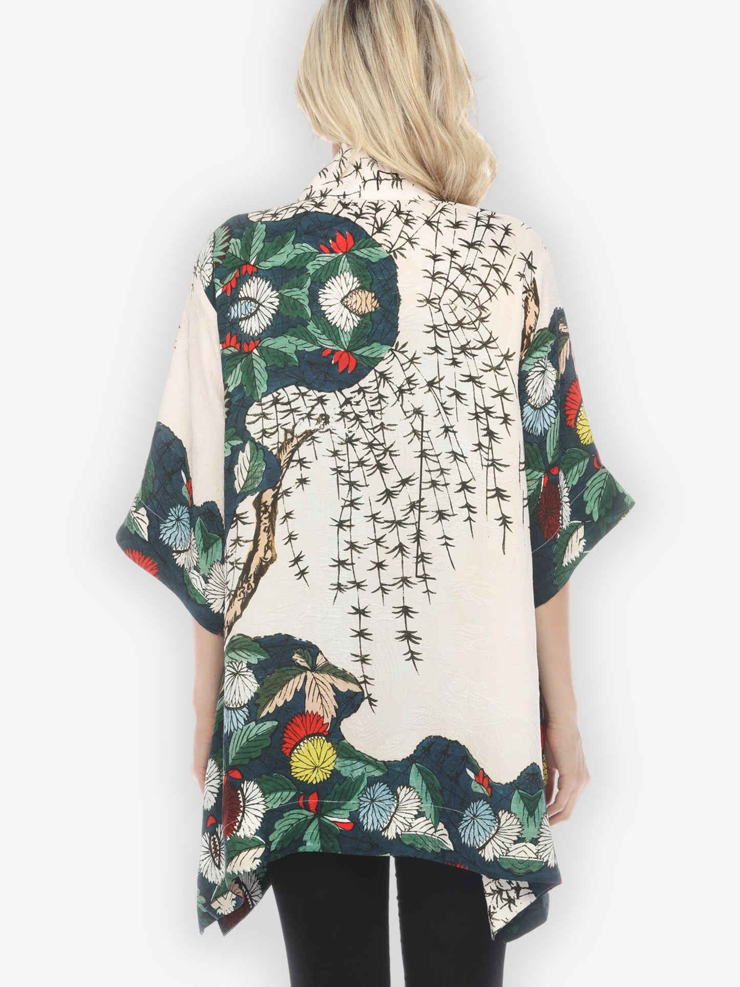 Jackets Umbrella Flowers Silk Blend Kimono Jacket