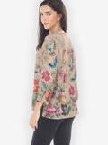 Embroidery Butterfly and Flower Citron Style Blouse