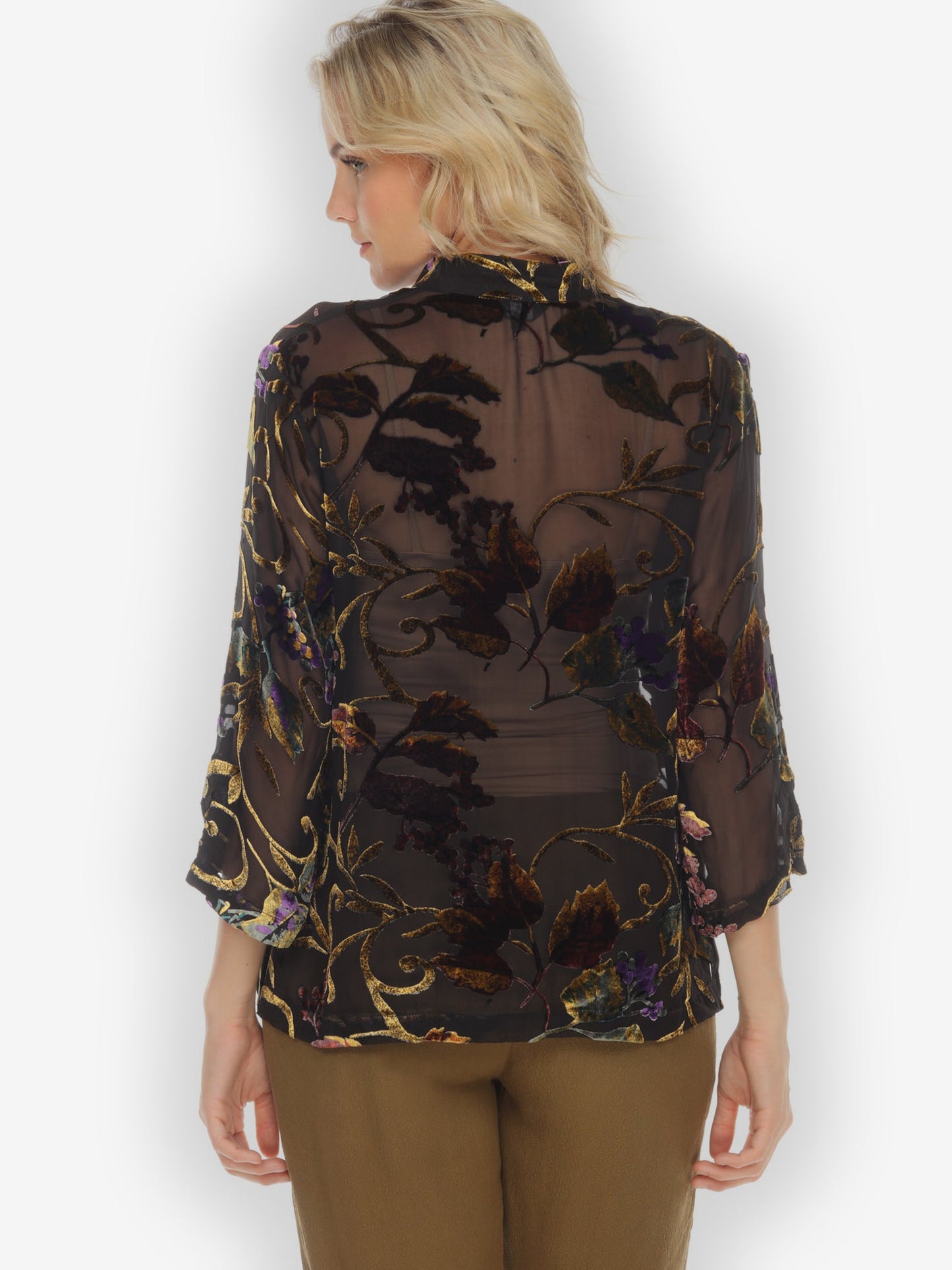 Jackets Gold Leaf and Flower Velvet Blouse