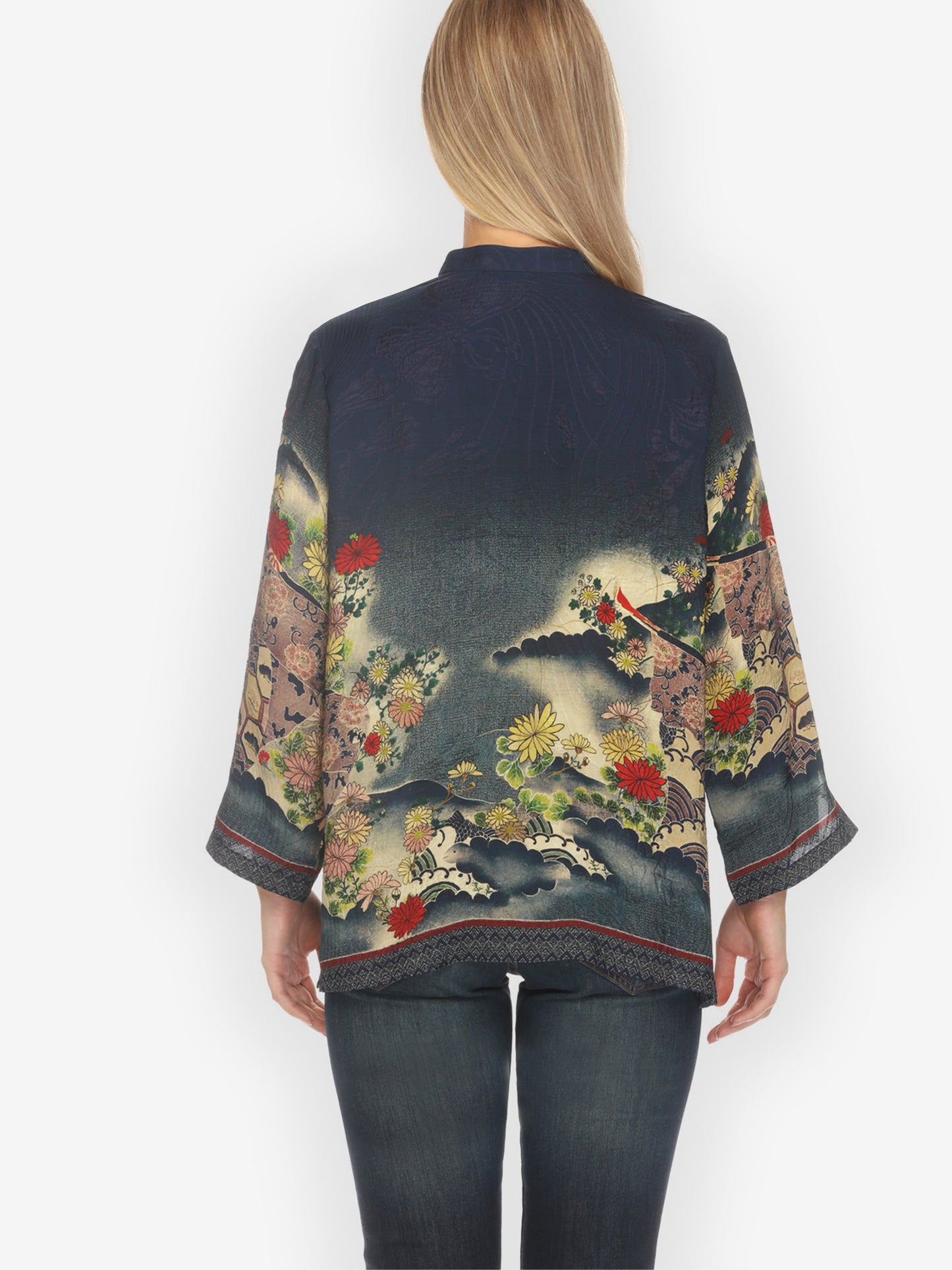 Classic Citron Style Blouse Magic Organic Beauty in Navy Silk Blouse