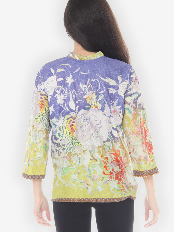 Ombre Floral Art Cotton Blouse