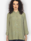 Solid Olive Silk Blouse