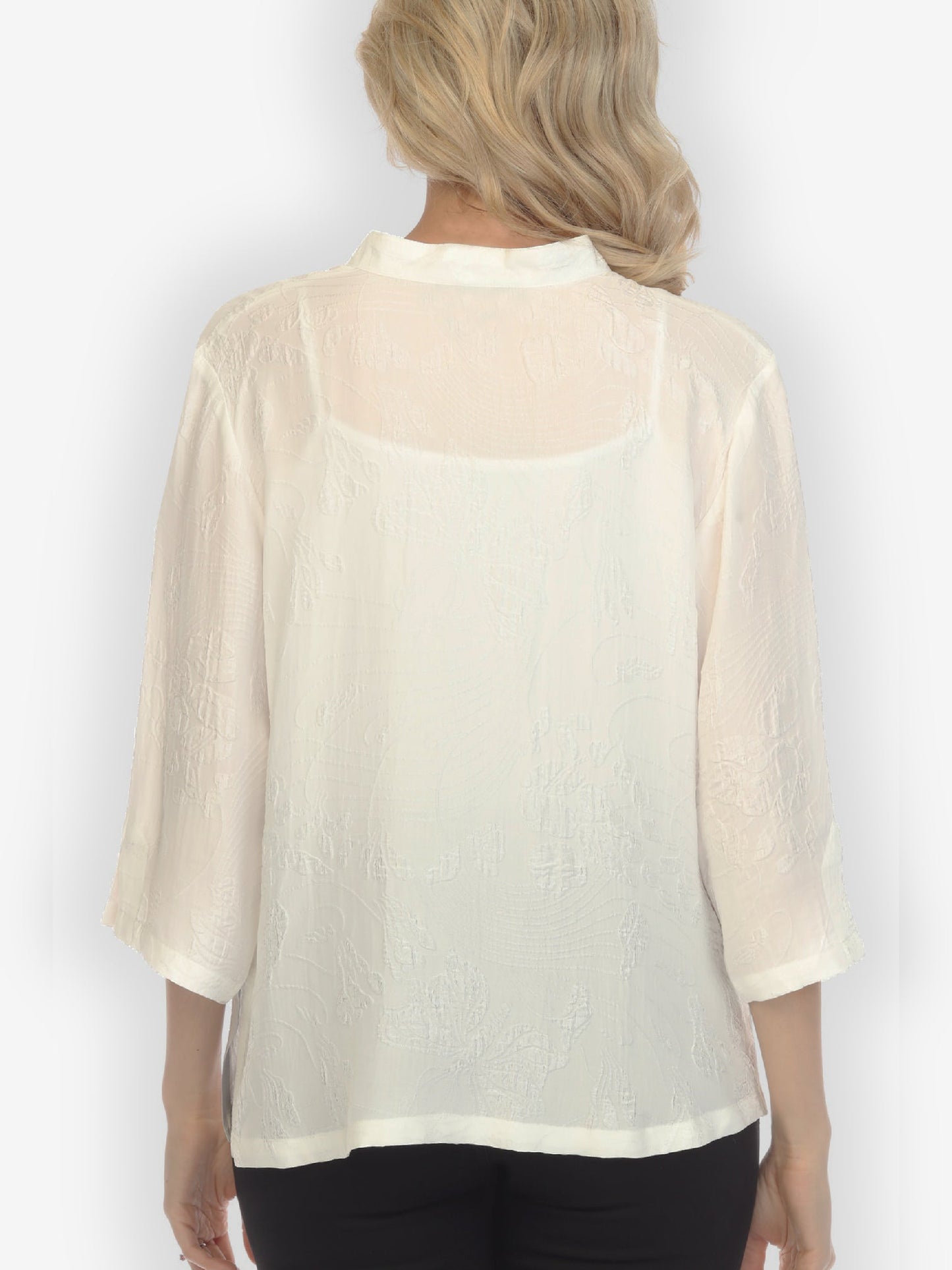 Classic Citron Style Blouse Solid White Silk Blouse