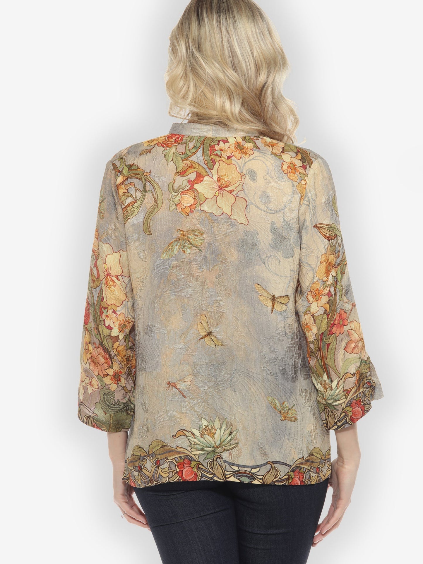 Citron Style Blouse Vintage Art Nouveau Silk Blouse