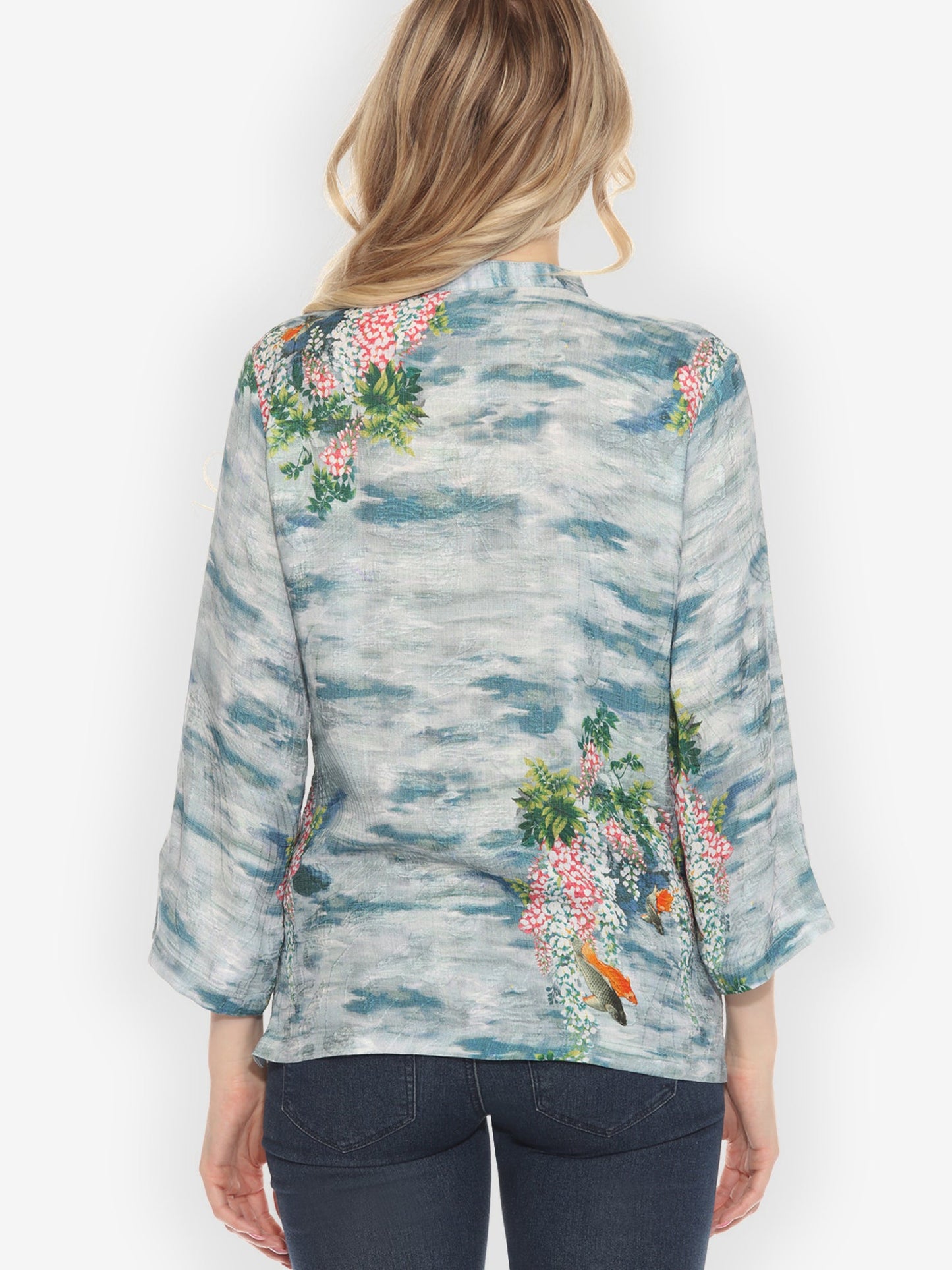 Citron Style Blouse Water and Koi Classic Citron Silk Blouse