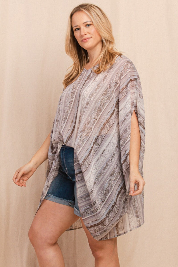 Oddi Paisley Chiffon Poncho