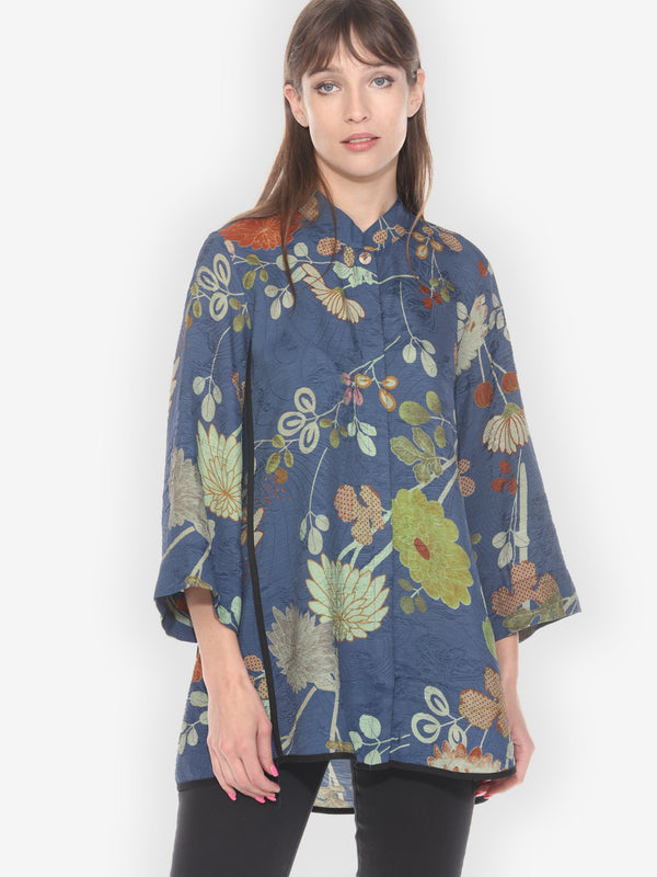 Garden in Blue Tummy Tuck Shirt