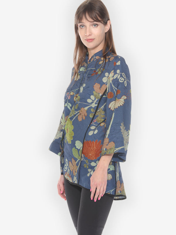 Garden in Blue Tummy Tuck Shirt