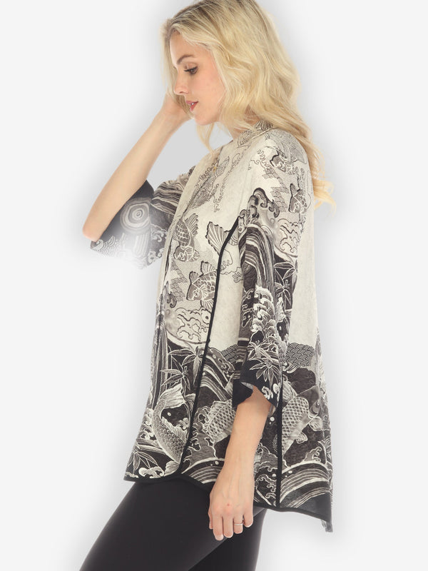 Koi Black White Tummy Tuck Shirt