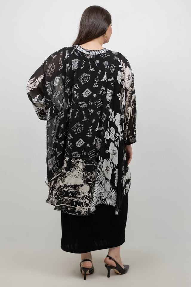 Black and White Tropics Whisper Top