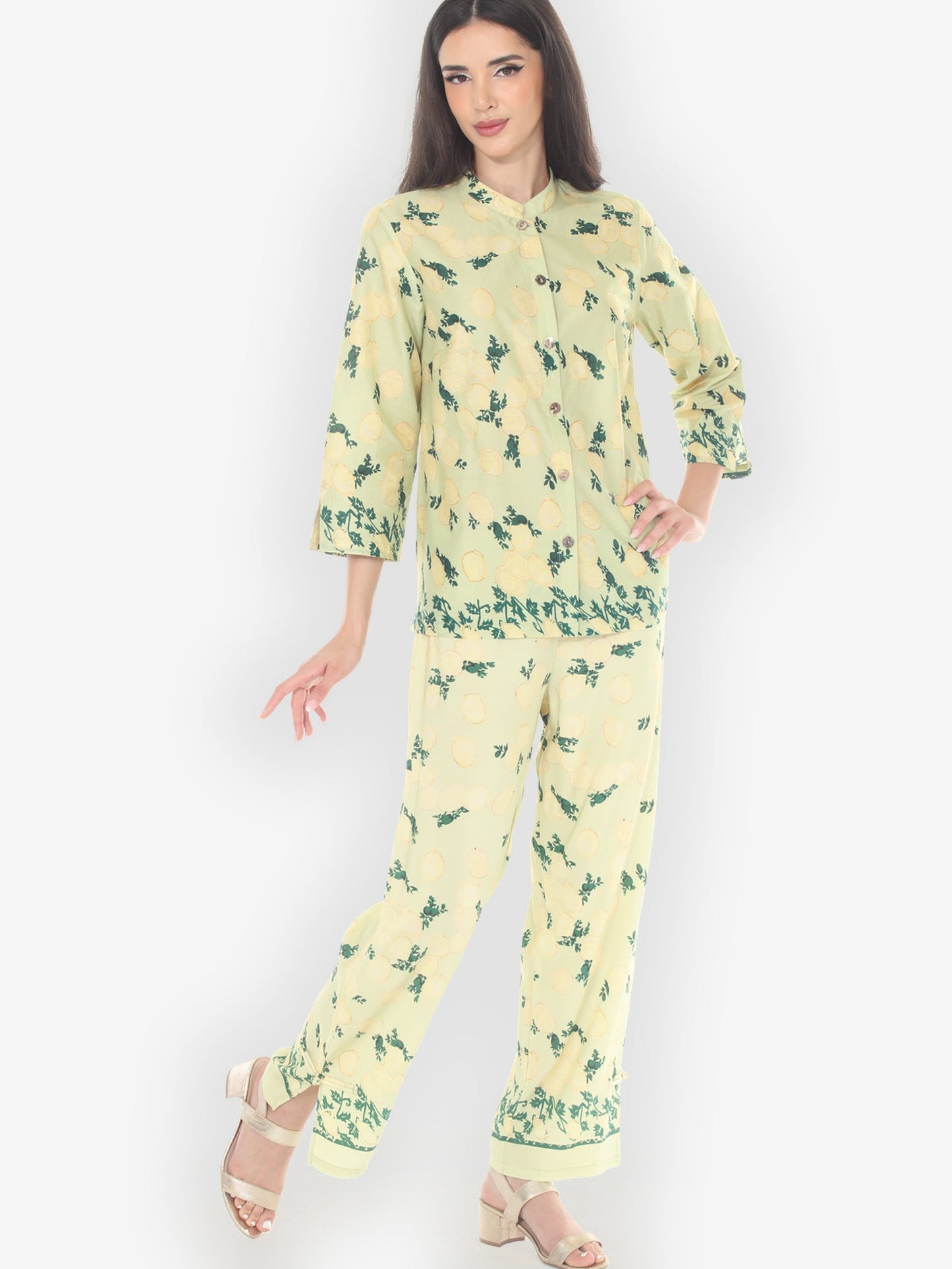 Citron Style Blouse Citron Lemon Print Cotton Blouse