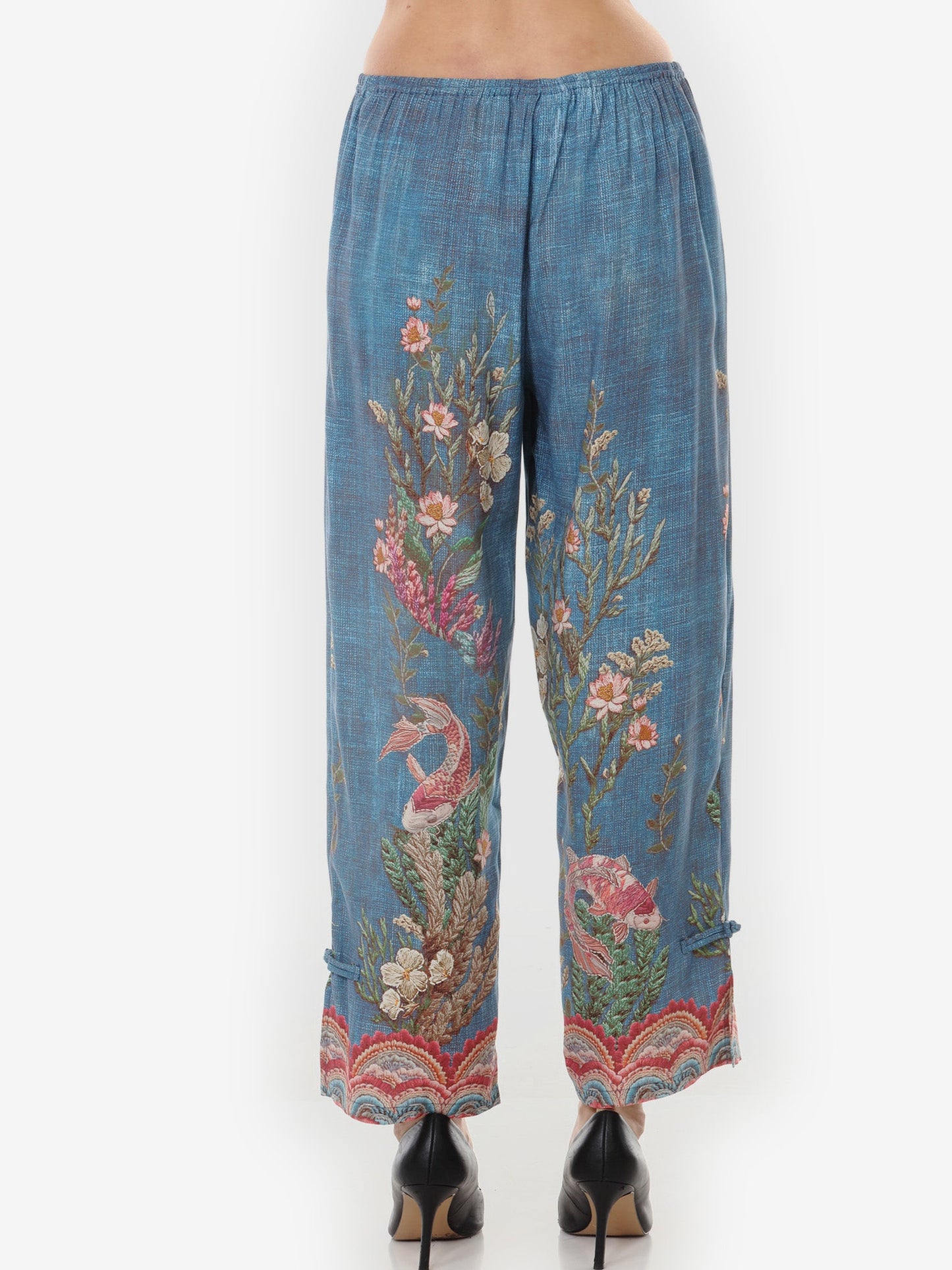 Pull on Pant Vintage Koi Embroidery Pull on Pant