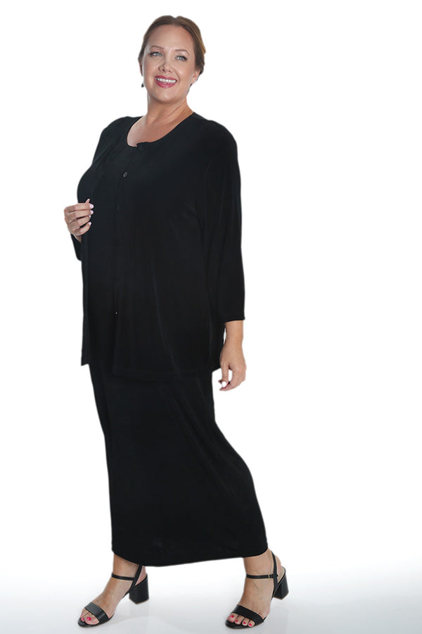 Vikki Vi Classic Black 3/4 Sleeve Cardigan