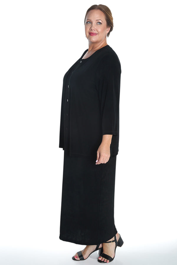 Vikki Vi Classic Black 3/4 Sleeve Cardigan