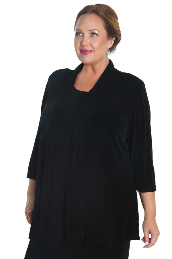 Vikki Vi Classic Black 3/4 Sleeve Kimono Jacket