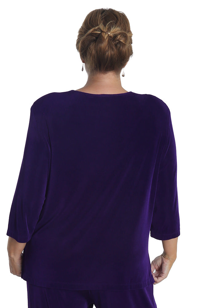 Tops Vikki Vi Classic Royal Purple 3/4 Sleeve Top