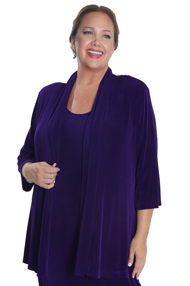 Jackets Vikki Vi Classic Royal Purple 3/4 Sleeve Kimono Jacket