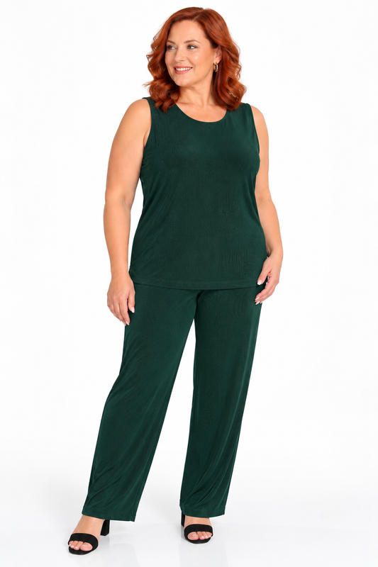 Pants Vikki Vi Silky Classic Hunter Green Pull on Pant