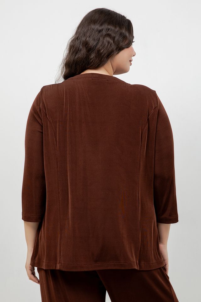 Vikki Vi Classic Bronze Keyhole 3/4 Sleeve Top