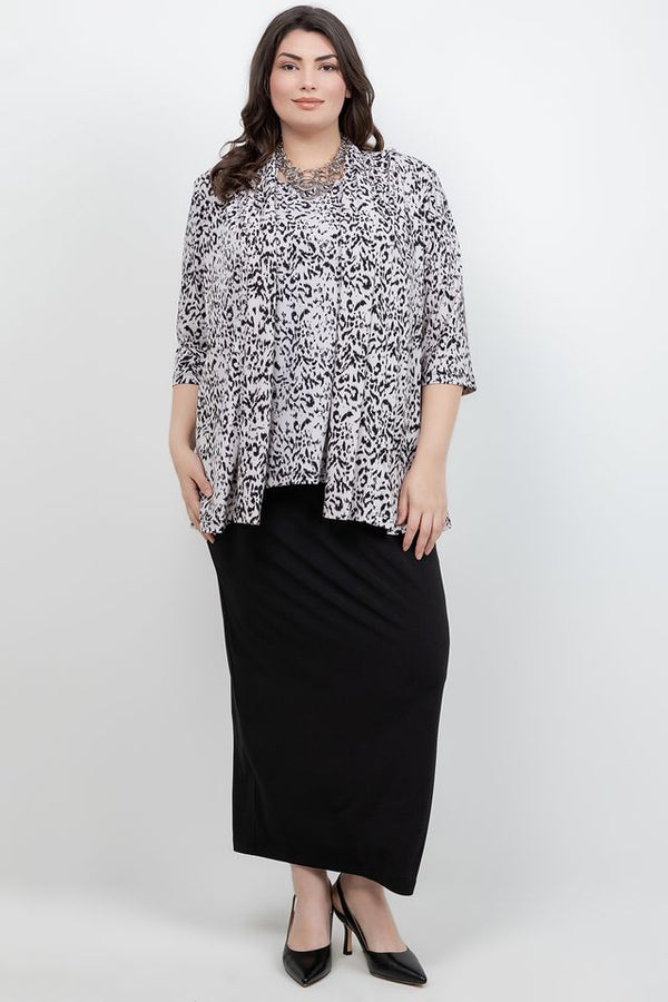 Vikki Vi Jersey Dust Cheetah 3/4 Sleeve Kimono Jacket