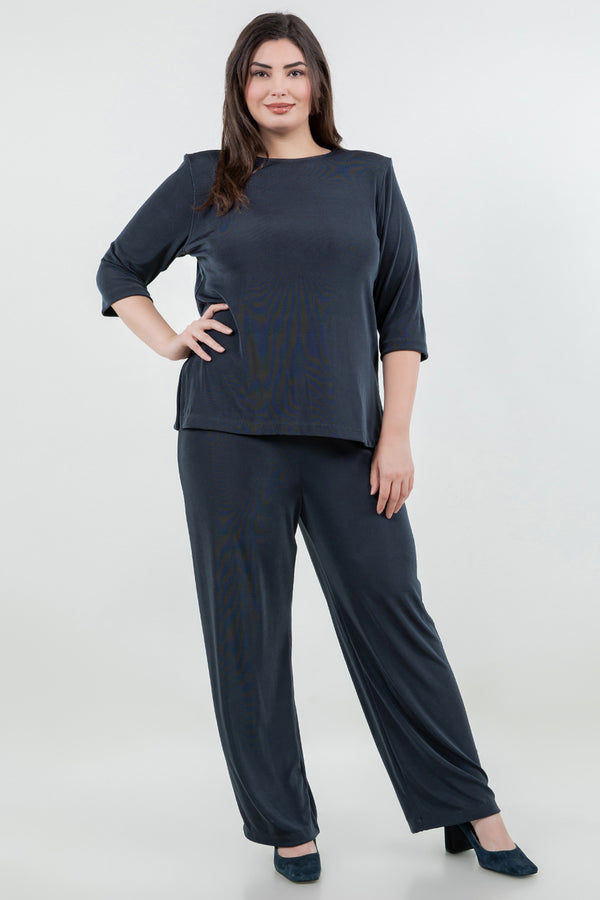 Vikki Vi Classic Graphite 3/4 Sleeve Top