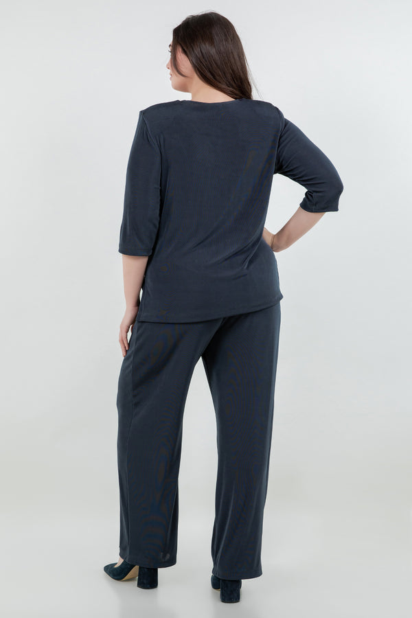 Tops Vikki Vi Classic Graphite 3/4 Sleeve Top