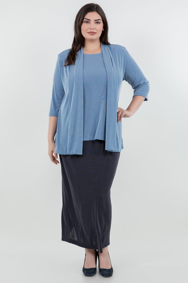 Vikki Vi Classic Powder Blue 3/4 Sleeve Kimono Jacket