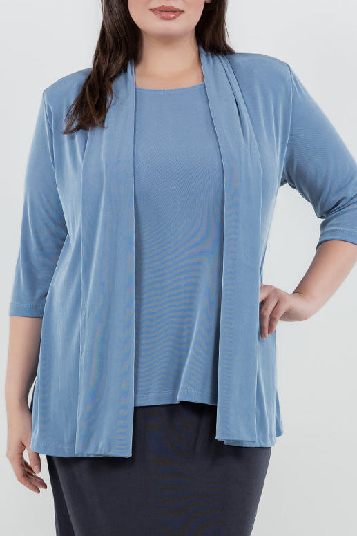 Jackets Vikki Vi Classic Powder Blue 3/4 Sleeve Kimono Jacket