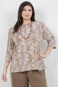 Vikki Vi Jersey Caramel Latte 3/4 Sleeve Top