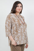Vikki Vi Jersey Caramel Latte 3/4 Sleeve Top