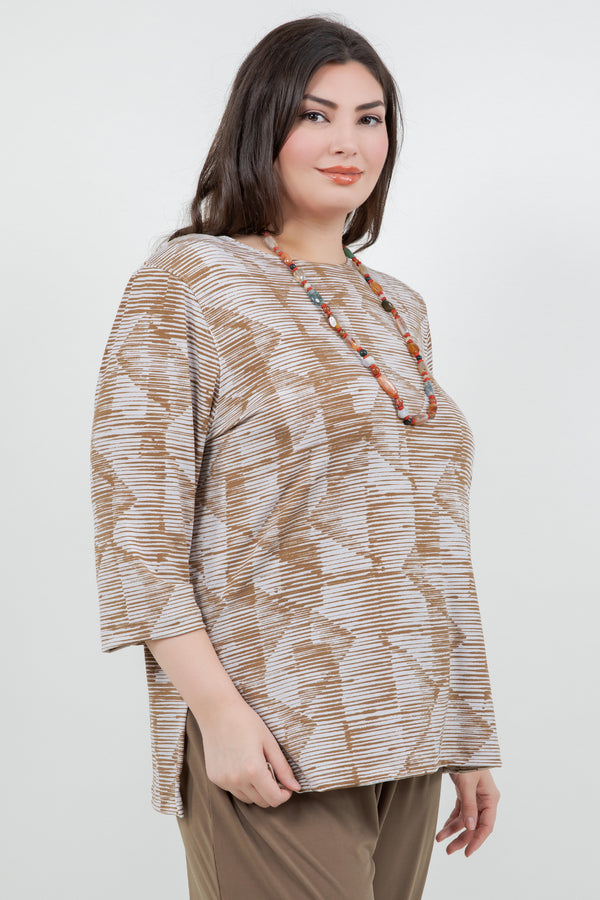 Vikki Vi Jersey Caramel Latte 3/4 Sleeve Top