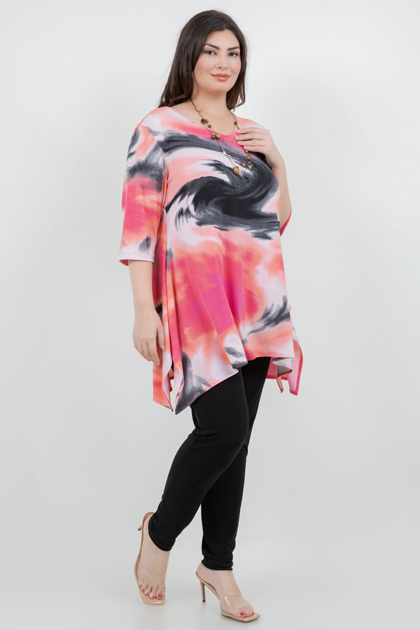 Vikki Vi Jersey Maui Sunset Handkerchief Tunic
