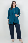 Vikki Vi Jersey Deep Teal 3/4 Sleeve Kimono Jacket