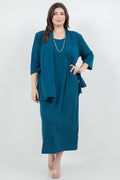 Vikki Vi Jersey Deep Teal 3/4 Sleeve Kimono Jacket