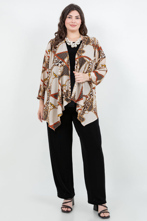 Vikki Vi Gold Chain Leopard Swing Cardigan