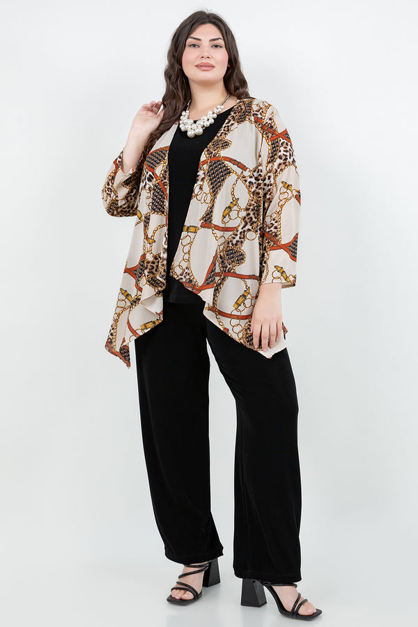 Vikki Vi Gold Chain Leopard Swing Cardigan