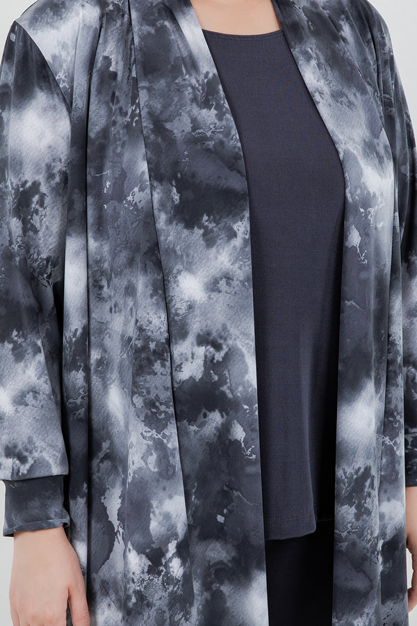 Vikki Vi Jersey Silver Mist Long Kimono Jacket