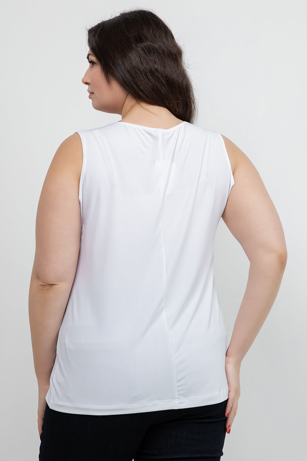 Tops Vikki Vi Jersey White V-Neck Tank