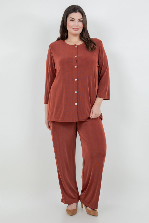 Vikki Vi Classic Cinnamon 3/4 Sleeve Cardigan