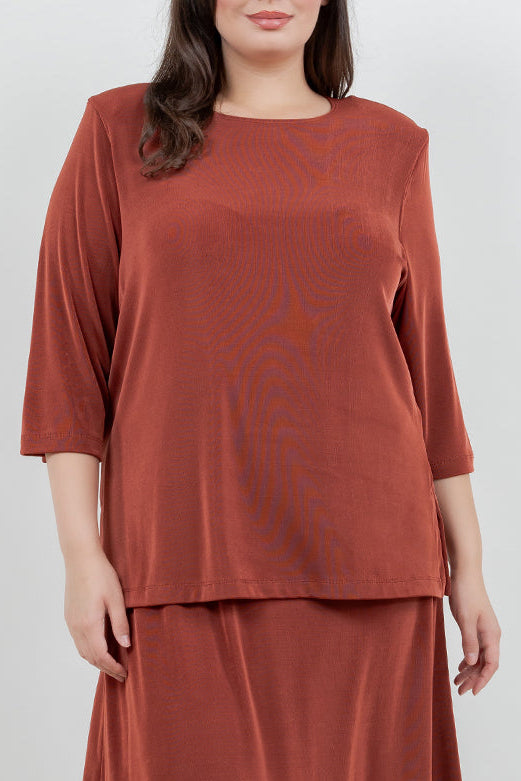 Tops Vikki Vi Classic Cinnamon 3/4 Sleeve Top