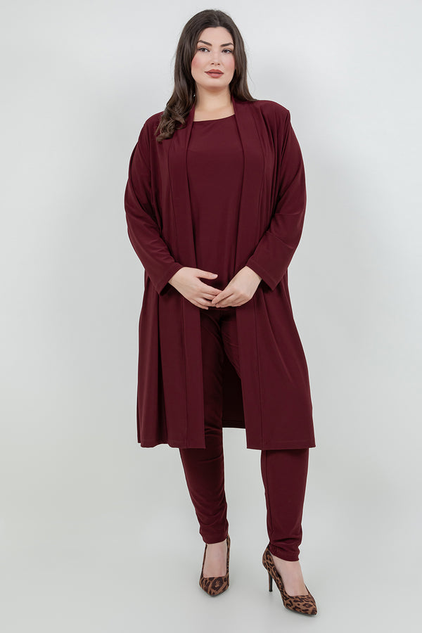 Vikki Vi Jersey Bordeaux Long Sleeve Kimono Duster