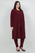 Vikki Vi Jersey Bordeaux Long Sleeve Kimono Duster