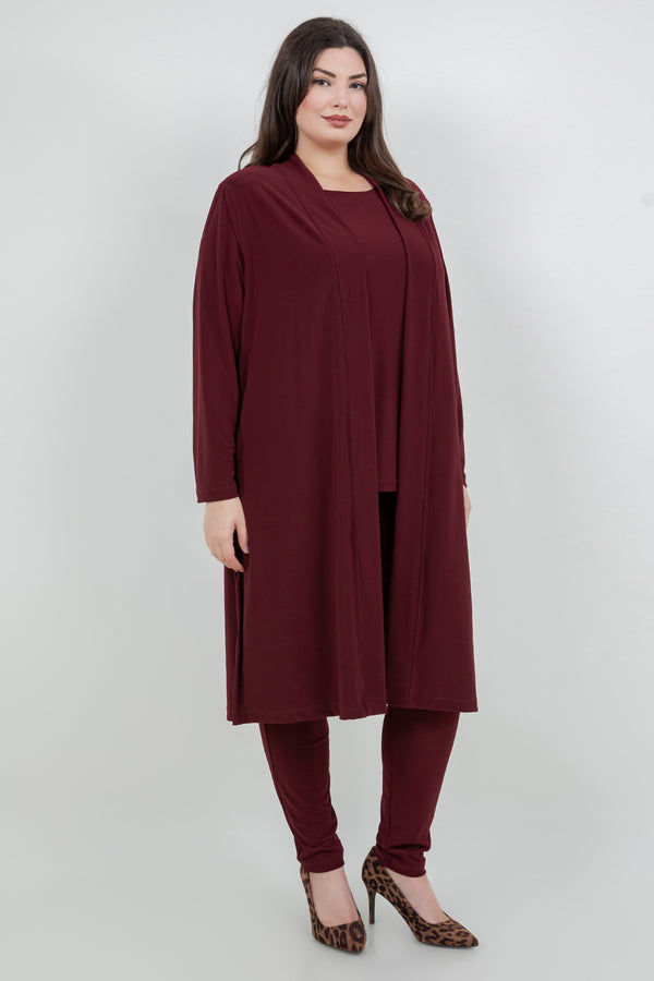 Vikki Vi Jersey Bordeaux Long Sleeve Kimono Duster
