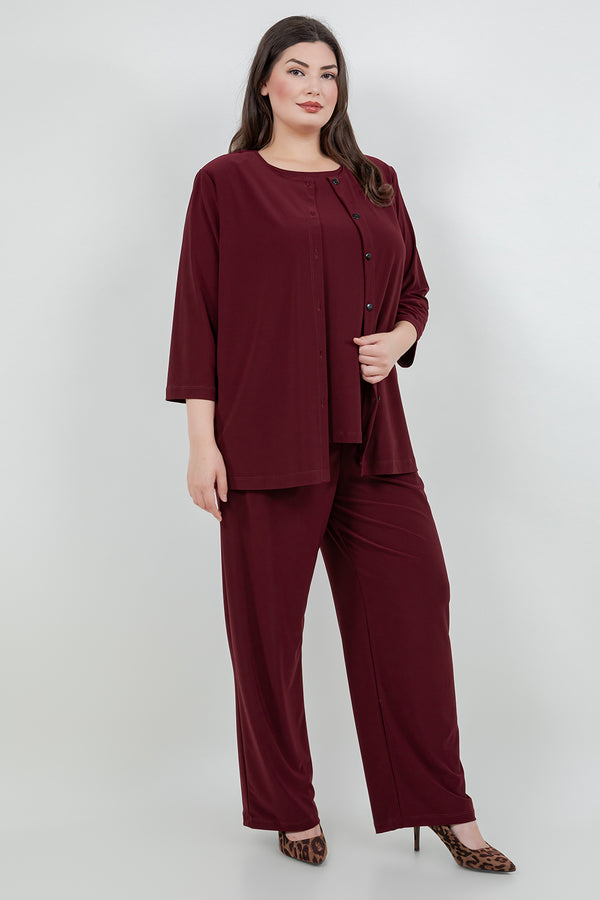 Vikki Vi Jersey Bordeaux Cardigan