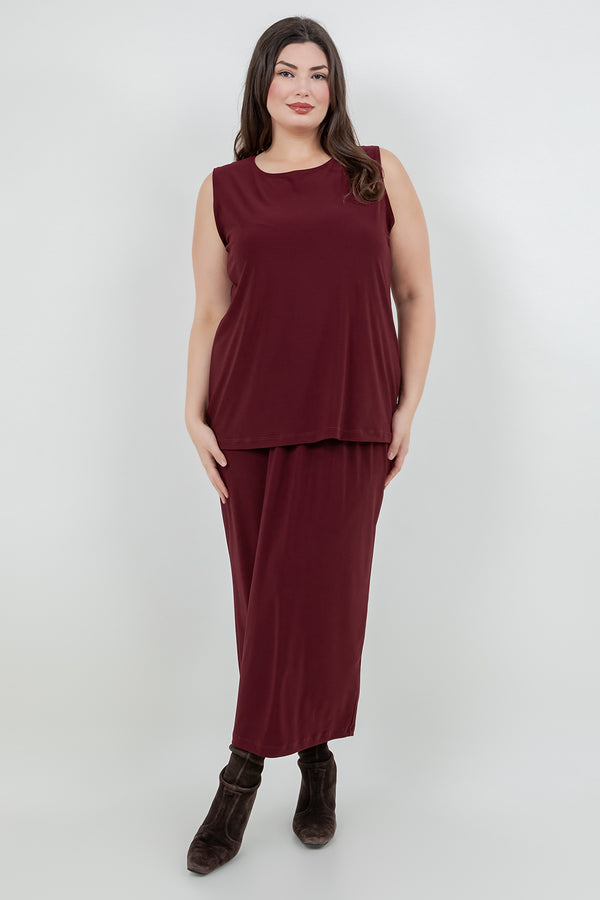 Vikki Vi Jersey Bordeaux Straight Maxi Skirt