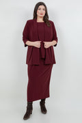 Vikki Vi Jersey Bordeaux 3/4 Sleeve Kimono Jacket