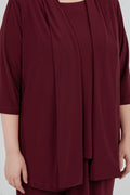Vikki Vi Jersey Bordeaux 3/4 Sleeve Kimono Jacket